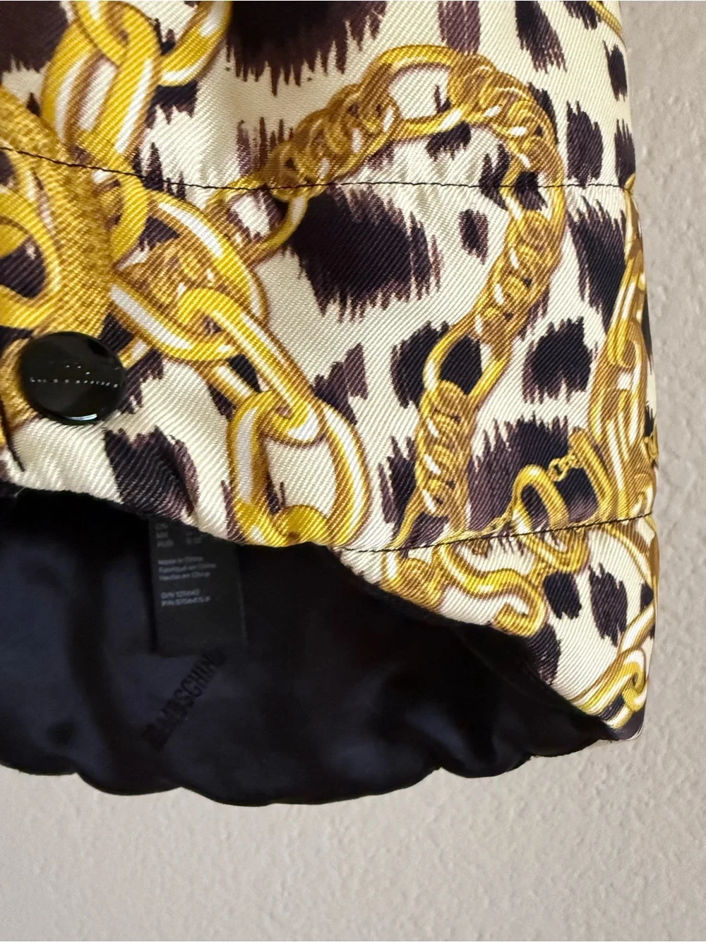 H&Moschino Yellow Patterned Dog Coat - Stylish Pet Jacket Size S